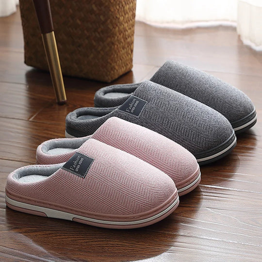 Big Size Men Winter Home Slippers Casual Shoes Women Soft Warm House Slides Indoor Bedroom Non Slip Flats Couples Floor Slipper