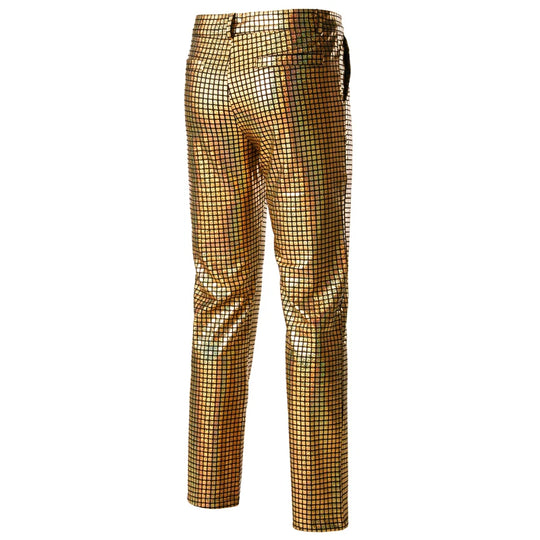 Rainbow Plaid Sequin Glitter Pants Men 70s Disco Party Dancer Singer Trousers Mens Nightclub DJ Stage Prom Pantalones Hombre 3XL