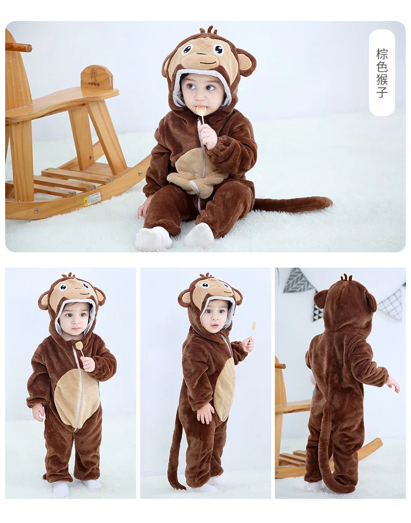 Baby Rompers Winter Kigurumi Lion Costume For Girls Boys Toddler Animal Jumpsuit Infant Clothes Pyjamas Kids Overalls Ropa Bebes