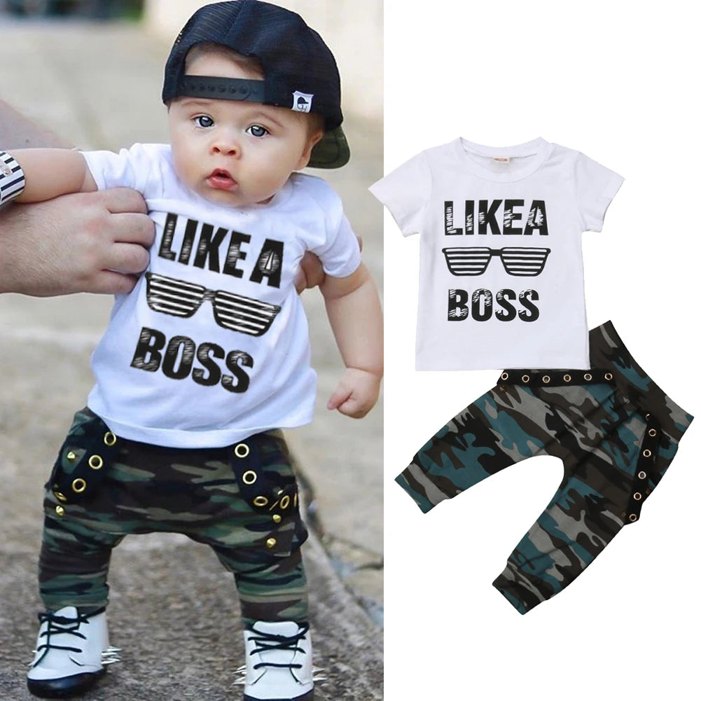 0-3Y Newborn Infant Toddler Baby Boy Clothes Set Kids Boys Cute Short Sleeve T-Shirt Top+Pants Outfits Clothing Set