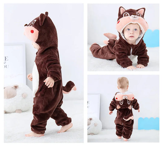 Baby Rompers Winter Kigurumi Lion Costume For Girls Boys Toddler Animal Jumpsuit Infant Clothes Pyjamas Kids Overalls Ropa Bebes