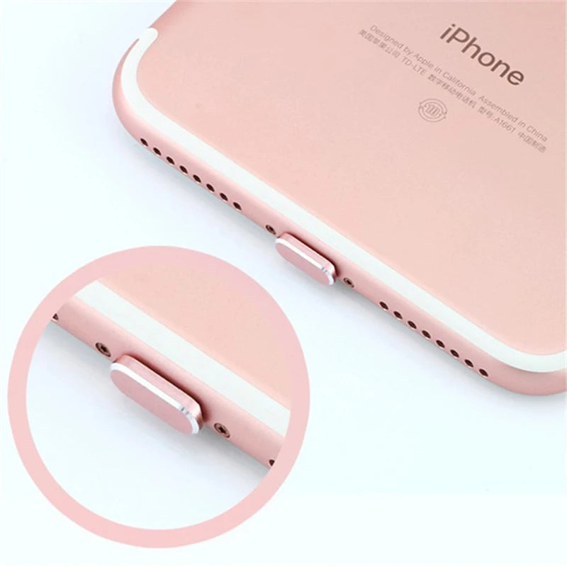 Aluminum Material Anti Dust Plug Charging Port for iPhone Xs Max XR X 8 Plus 7 6s 5s 5 SE For iPad Mini Phone Accessories Gadget