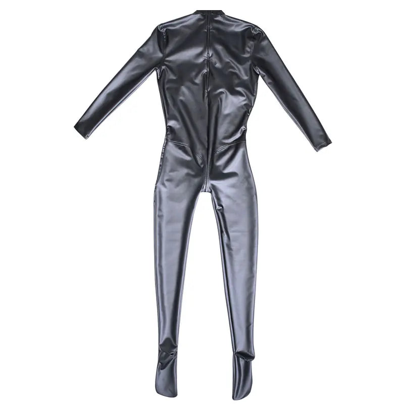 Women PVC 3D Full Bodysuit Latex Elasitc Sexy Tight Faux Leather Oil Shiny Bandage Bodycon Jumpsuit Cosplay Club Wear