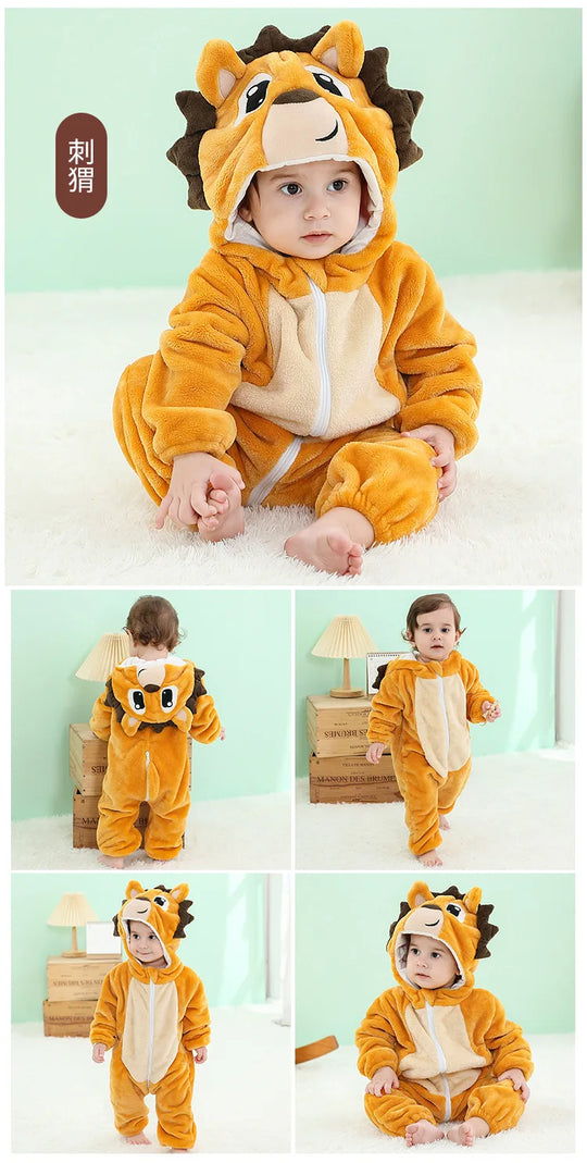 Baby Rompers Winter Kigurumi Lion Costume For Girls Boys Toddler Animal Jumpsuit Infant Clothes Pyjamas Kids Overalls Ropa Bebes