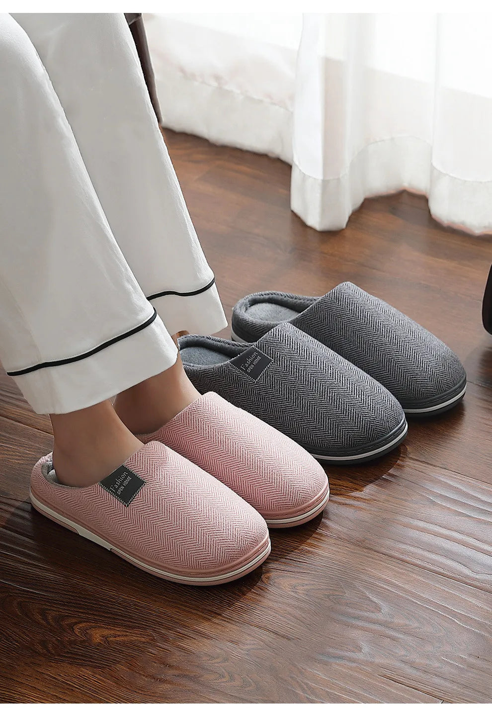 Big Size Men Winter Home Slippers Casual Shoes Women Soft Warm House Slides Indoor Bedroom Non Slip Flats Couples Floor Slipper