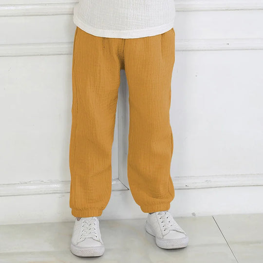 2-7 Yrs Linen Pleated 2024 Baby Boys Girls Summer Cotton Harem Baggy Pants Kids Clothes Children Sweatpants Trousers Breathable