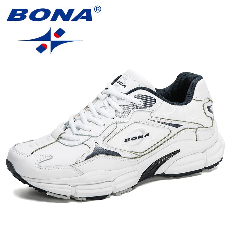 BONA 2023 New Designers Popular Action Leather Men Sneakers Outdoor Casual Shoes Fashion Man Leisure Footwear Walking Shoes Soft