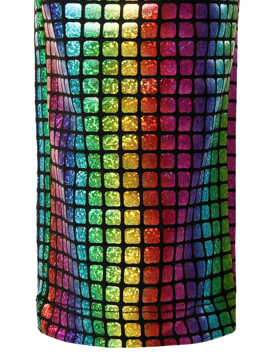 Rainbow Plaid Sequin Glitter Pants Men 70s Disco Party Dancer Singer Trousers Mens Nightclub DJ Stage Prom Pantalones Hombre 3XL