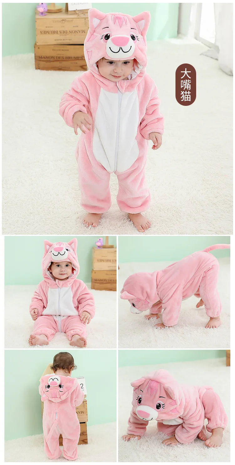 Baby Rompers Winter Kigurumi Lion Costume For Girls Boys Toddler Animal Jumpsuit Infant Clothes Pyjamas Kids Overalls Ropa Bebes