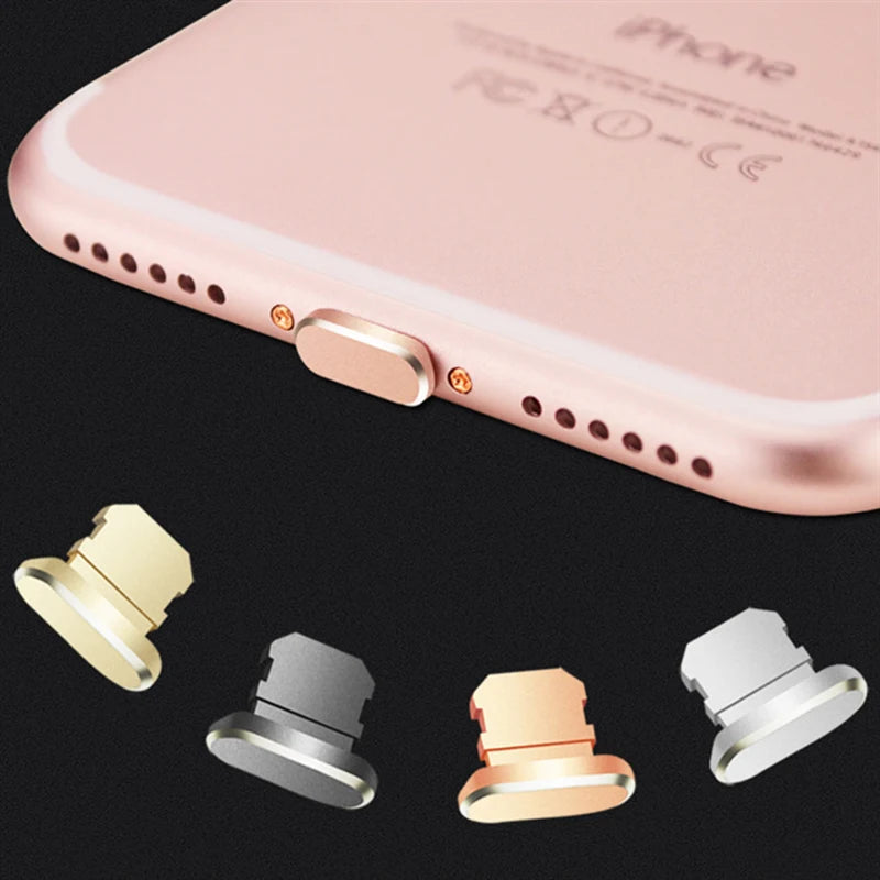 Aluminum Material Anti Dust Plug Charging Port for iPhone Xs Max XR X 8 Plus 7 6s 5s 5 SE For iPad Mini Phone Accessories Gadget