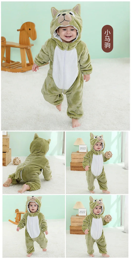 Baby Rompers Winter Kigurumi Lion Costume For Girls Boys Toddler Animal Jumpsuit Infant Clothes Pyjamas Kids Overalls Ropa Bebes