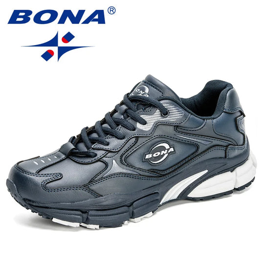 BONA 2023 New Designers Popular Action Leather Men Sneakers Outdoor Casual Shoes Fashion Man Leisure Footwear Walking Shoes Soft