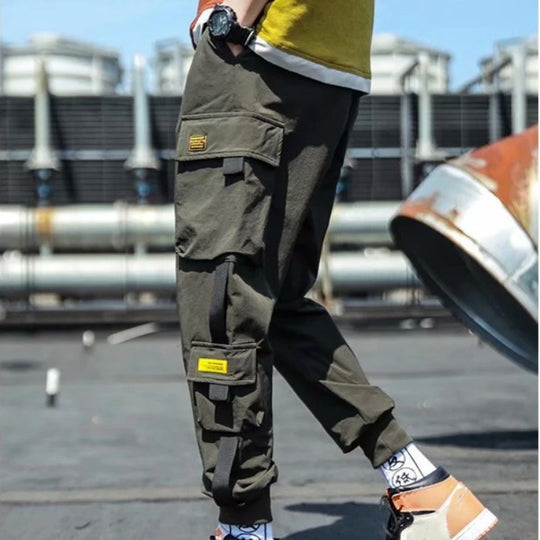 2024 New Fashion Men's Cargo Pants Casual Hip Hop Hit Color Multiple Pockets Trousers Streetwear Sportswear Sweatpants