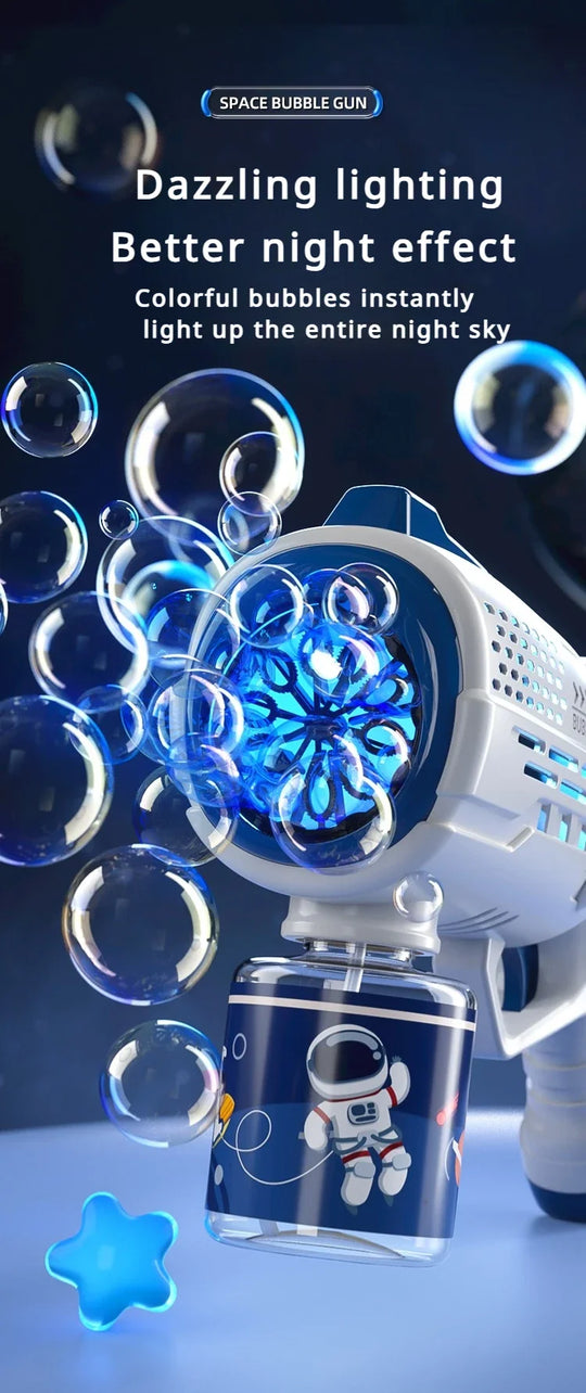 Astronaut Electric Soap Bubble Machine Automatic Bubbles Gun with Light Beach Outdoor Game Toys for Children Kids Birthday Gifts