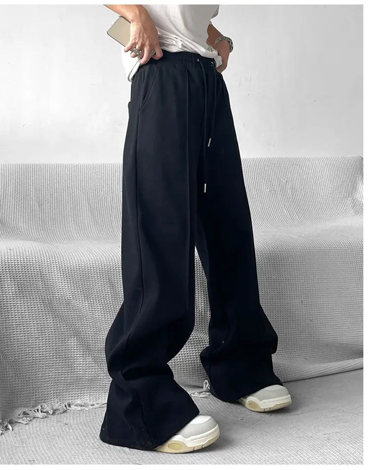 HOUZHOU Wide Leg Sweatpants Men Oversize Gray Sports Pants Sportswear Casual Trousers Male Loose Korean Streetwear Hip Hop