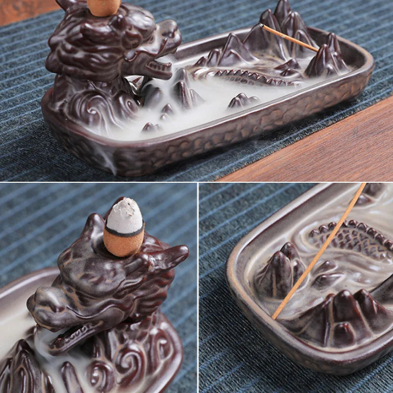 Backflow Incense Holder Waterfall Incense Burner Mountains River Zen Incense Burner Fragrance Fireplace Home Teahouse Yoga Decor