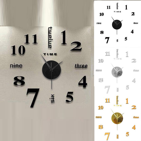 2024 New Creative Wall Clock Living Room DIY Wall Sticker Clock Mute Wall Clock Home Decorate Wall Digital Clock Needle Watch