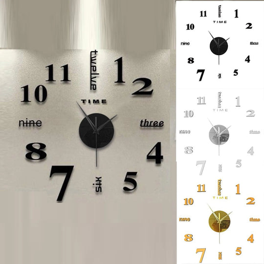 2024 New Creative Wall Clock Living Room DIY Wall Sticker Clock Mute Wall Clock Home Decorate Wall Digital Clock Needle Watch