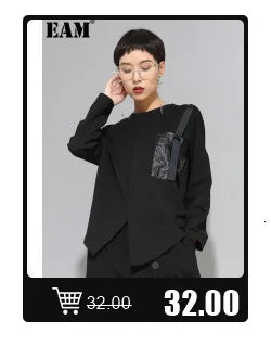 [EAM] Women Black Ways Wear Irregular Blouse New Lapel Long Sleeve Loose Fit Shirt Fashion Tide Spring Summer 2024 1DD969601