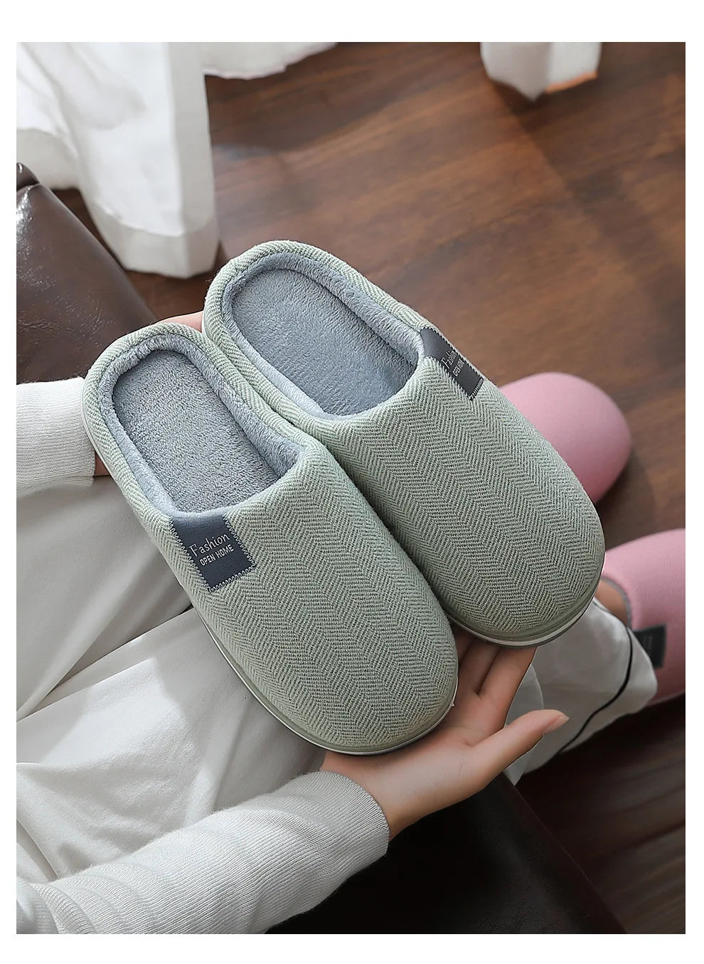 Big Size Men Winter Home Slippers Casual Shoes Women Soft Warm House Slides Indoor Bedroom Non Slip Flats Couples Floor Slipper