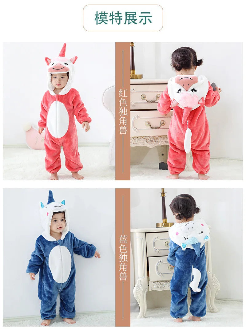 Baby Rompers Winter Kigurumi Lion Costume For Girls Boys Toddler Animal Jumpsuit Infant Clothes Pyjamas Kids Overalls Ropa Bebes