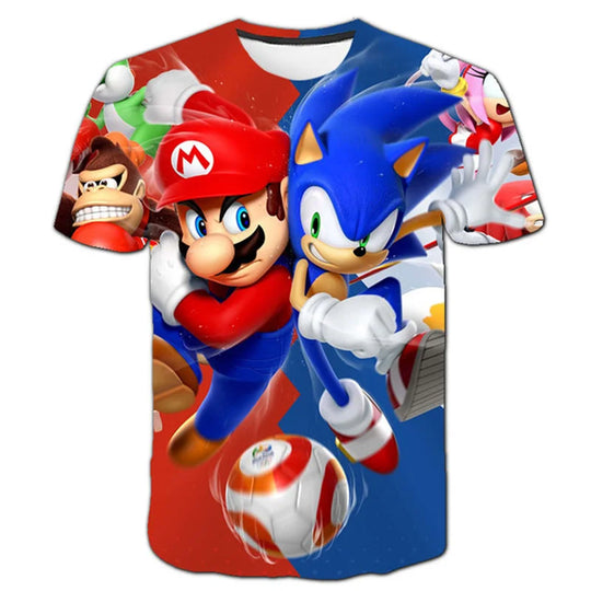 Summer Clothes For Kids New Anime Sonics T Shirt Kids Clothes Boys Cartoon Game Boys Clothes Boys Girls T-shirt Set Trucksuit