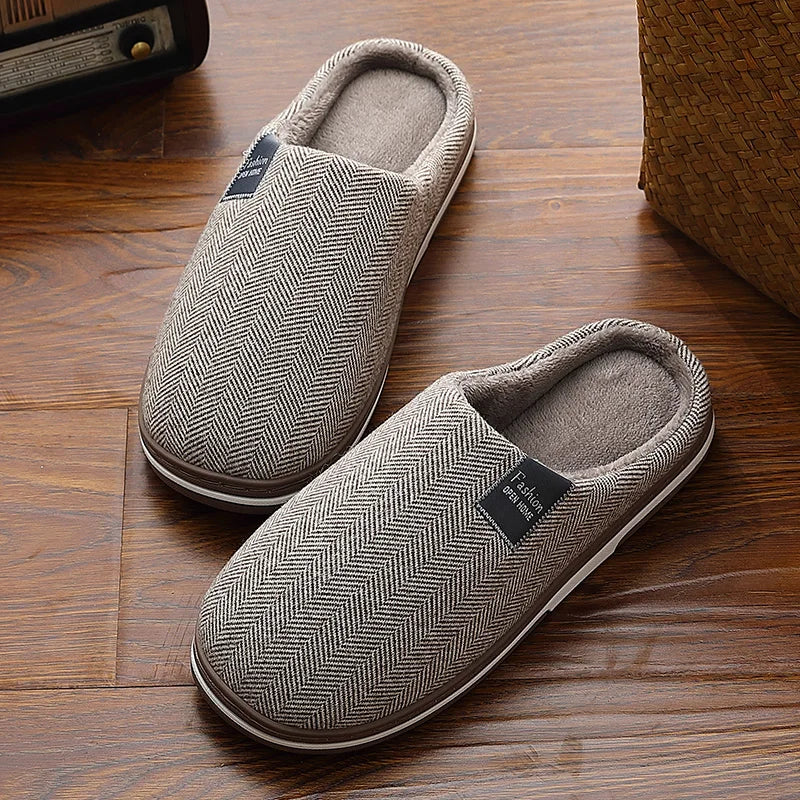 Big Size Men Winter Home Slippers Casual Shoes Women Soft Warm House Slides Indoor Bedroom Non Slip Flats Couples Floor Slipper