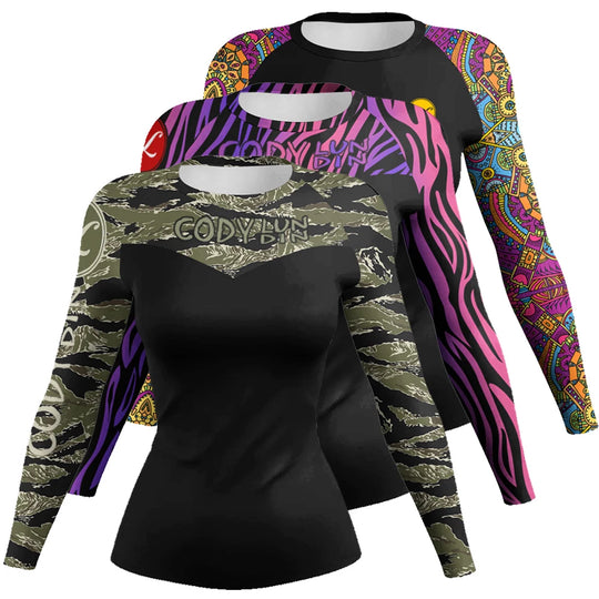 Cody Lundin MMA Grappling Rash Guard Women BJJ Training No Gi Fighting Wear Long Sleeve Tight Sublimation Gym Fitness Shirts