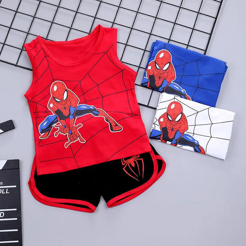 Disney Kids Clothes Sets Outfits 2 Pcs Aoger Spiderman Cartoon Baby Boys Girls Clothing Newborn Top Vest +Shorts Children Suit