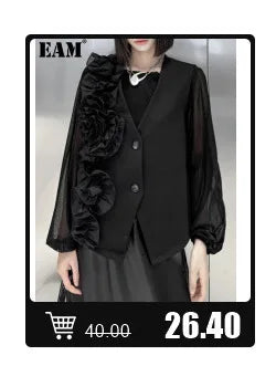 [EAM] Women Black Ways Wear Irregular Blouse New Lapel Long Sleeve Loose Fit Shirt Fashion Tide Spring Summer 2024 1DD969601