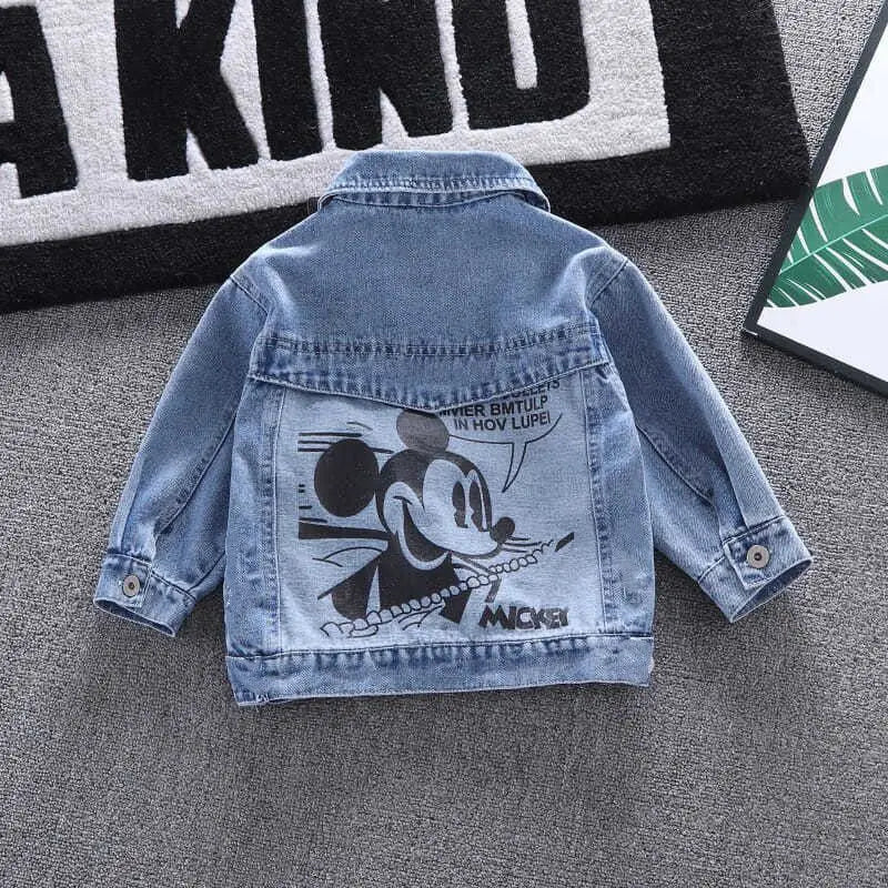 Mickey Denim Jacket For Boys Fashion Coats Children Clothing Autumn Baby Girls Clothes Outerwear Cartoon Jean Jackets Coat