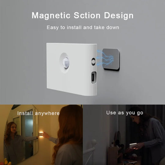 Smart Linkage Motion Sensor Night Light Rechargeable Wireless Magnetic LED Induction Lamp Wall Home Bedroom Kitchen Staircase