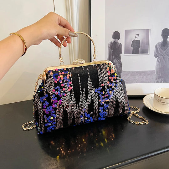 Luxury Fashion Sequined Evening Clutch Bags Women Chain Handbags Female Shoulder Messenger bag Glitter Clutch Purse Party bag