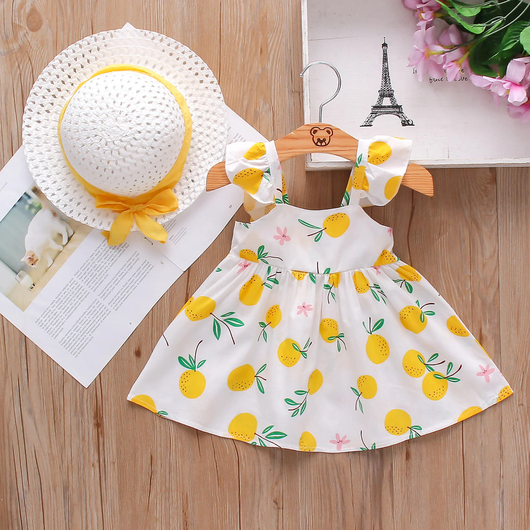 Baby Girl Dress Fruit Print Cotton Fashion Dress Summer New Comfortable Breathable Clothes