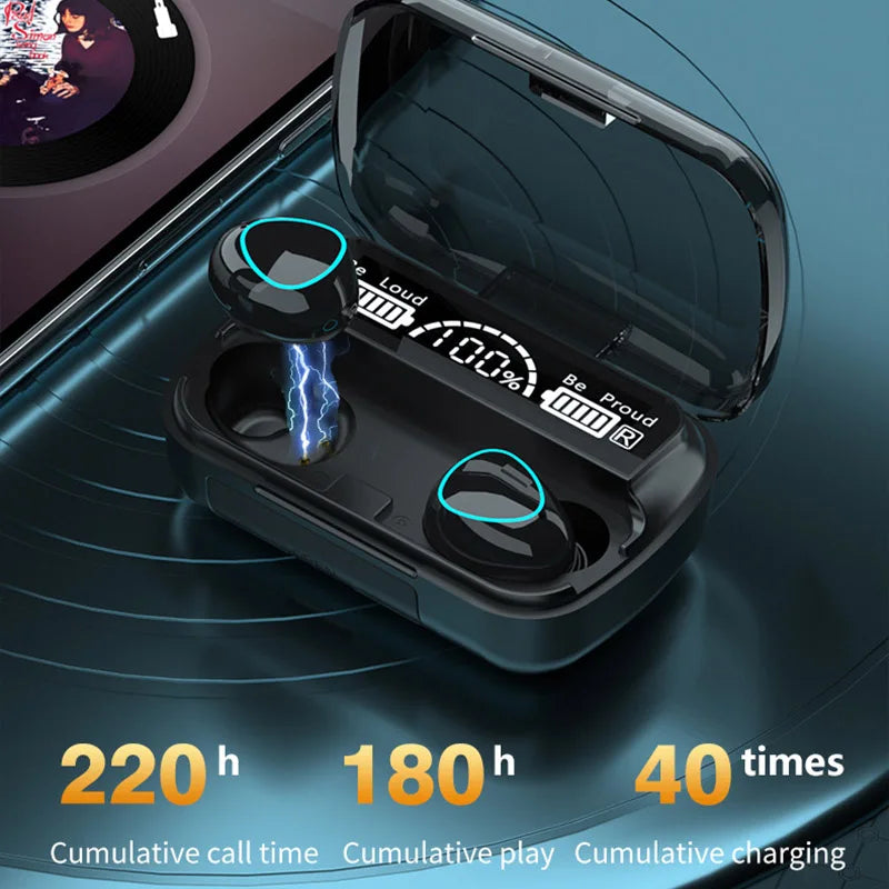 HIGH Quality Gaming Travel Portable Mini Digital Display Earbuds Power Bank With Charging Box In-ear Wireless Headphones