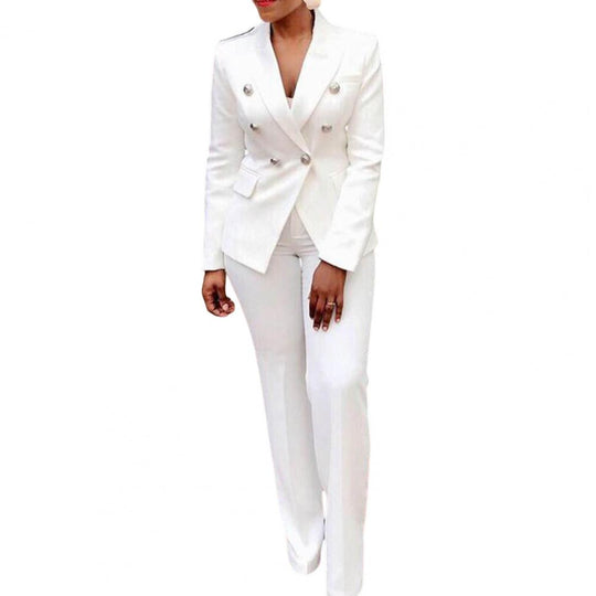 2022 Women's Elegant Casual Fashion 2 Piece Set Blazer + Pants Ladies Business Suits Office Wear Female Trouser Pant Suit