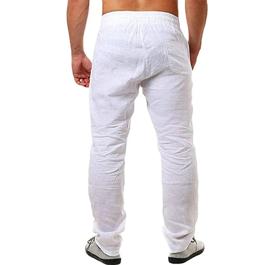 Mens Thin Style Cotton White Cargo Pants Male Spring New Breathable Solid Color Linen Trousers Fitness Streetwear Pantalon Homme