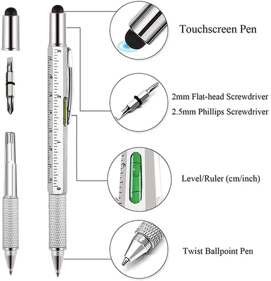 Multi-functional Capacitive Pen With spirit level Screwdriver Ballpoint Pen Mobile Phone Screen Touch Gadgets Construction Tools