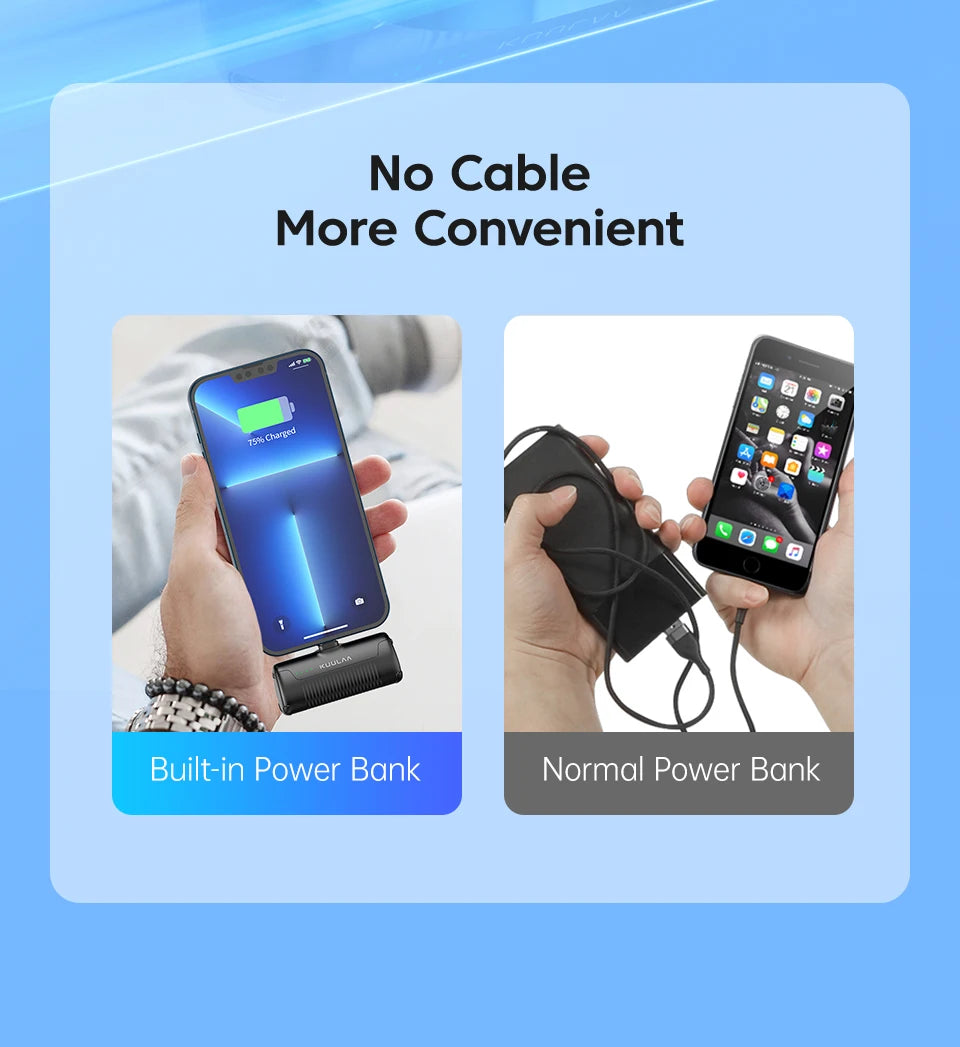 KUULAA Mini Power Bank 4500mAh - Portable Charger for iPhone 15/14/13/12 Pro Max & Samsung/Xiaomi - External Battery PowerBank