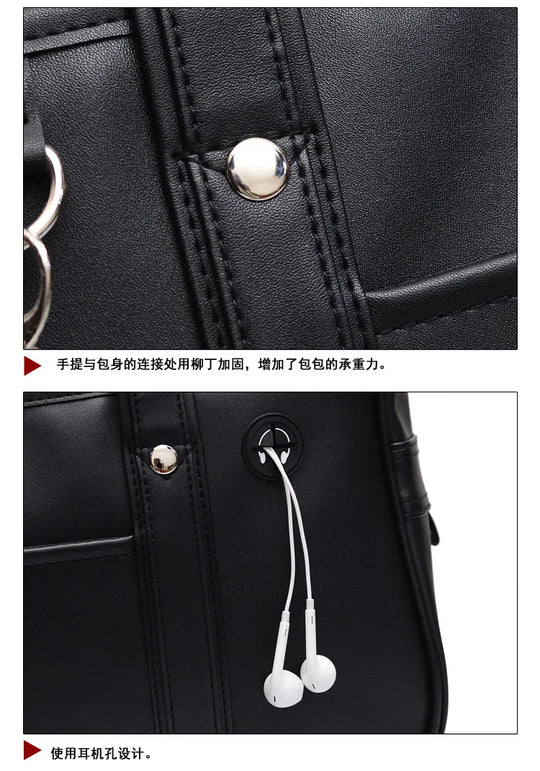 Women Harajuku Crossbody Bags Messenger PU Leather Shoulder Bag JK Messenger Bag Ladies Tote Bags Large Capacity Book Handbags