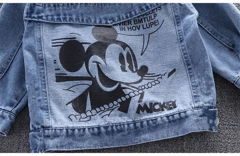 Mickey Denim Jacket For Boys Fashion Coats Children Clothing Autumn Baby Girls Clothes Outerwear Cartoon Jean Jackets Coat