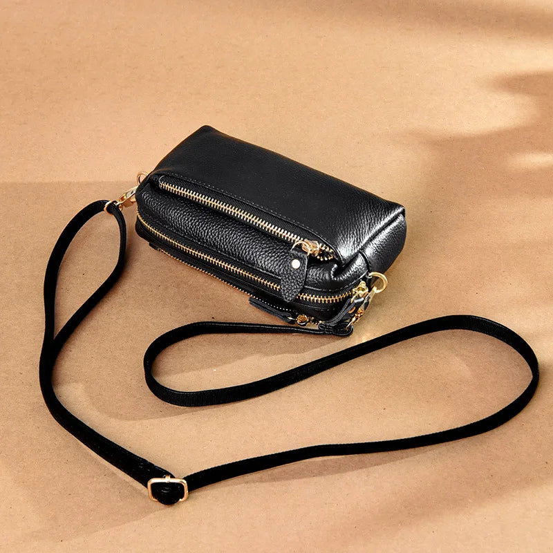 Genuine Leather Women's Shoulder Bag 2023 New Trend Fashion Minimalist Small Bag Wholesale Horizontal Crossbody Mobile Phone Bag