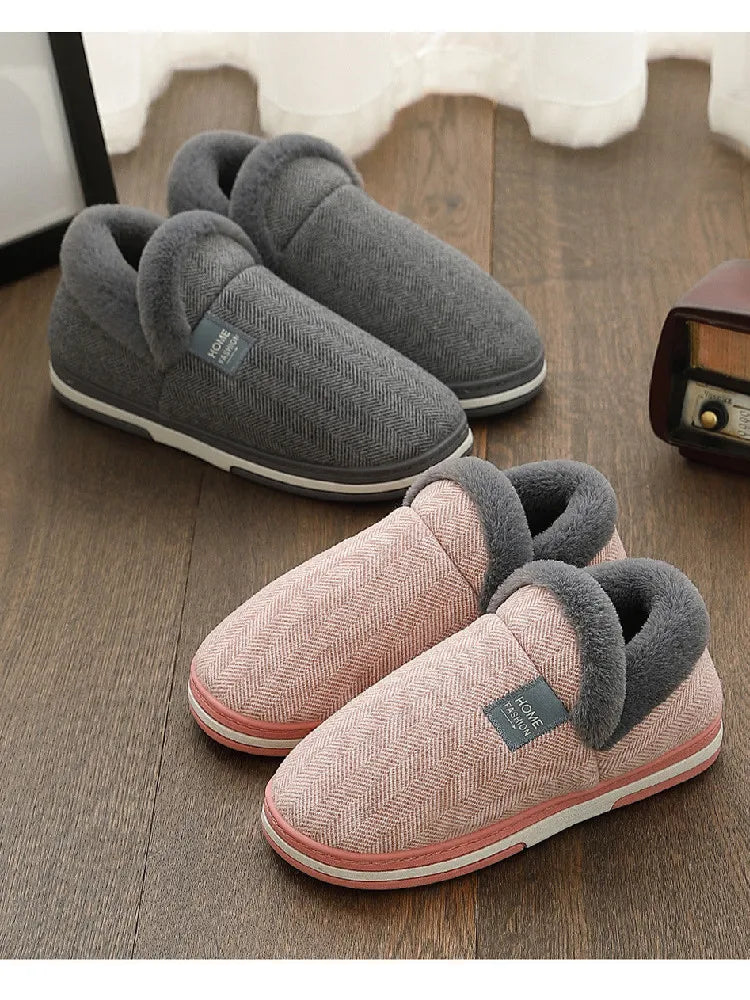 Big Size Men Winter Home Slippers Casual Shoes Women Soft Warm House Slides Indoor Bedroom Non Slip Flats Couples Floor Slipper