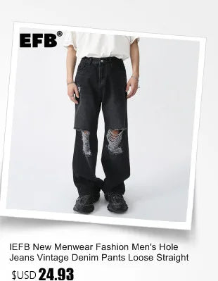 IEFB Niche Design Men's Ripped Jeans Hip Hop Menwear Fashion Loose Straight Denim Pants Personalized 2023 New Trend 9A7210