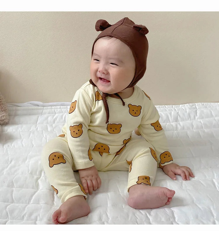 0-3T Newborn Kid Baby Boys Girls Clothes Set Long Sleeve Cotton Top and Pant Suit Pj Set Cute Sweet Sleepwear Pajamas Set Outfit