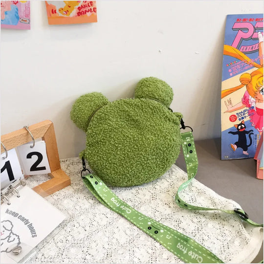 Cute Frog Plush Bag Toys Stuffed Animals Doll CrossBody Shoulder Bag Backpack Coin Purse Wallet Pouch Children Girls Boys Gift