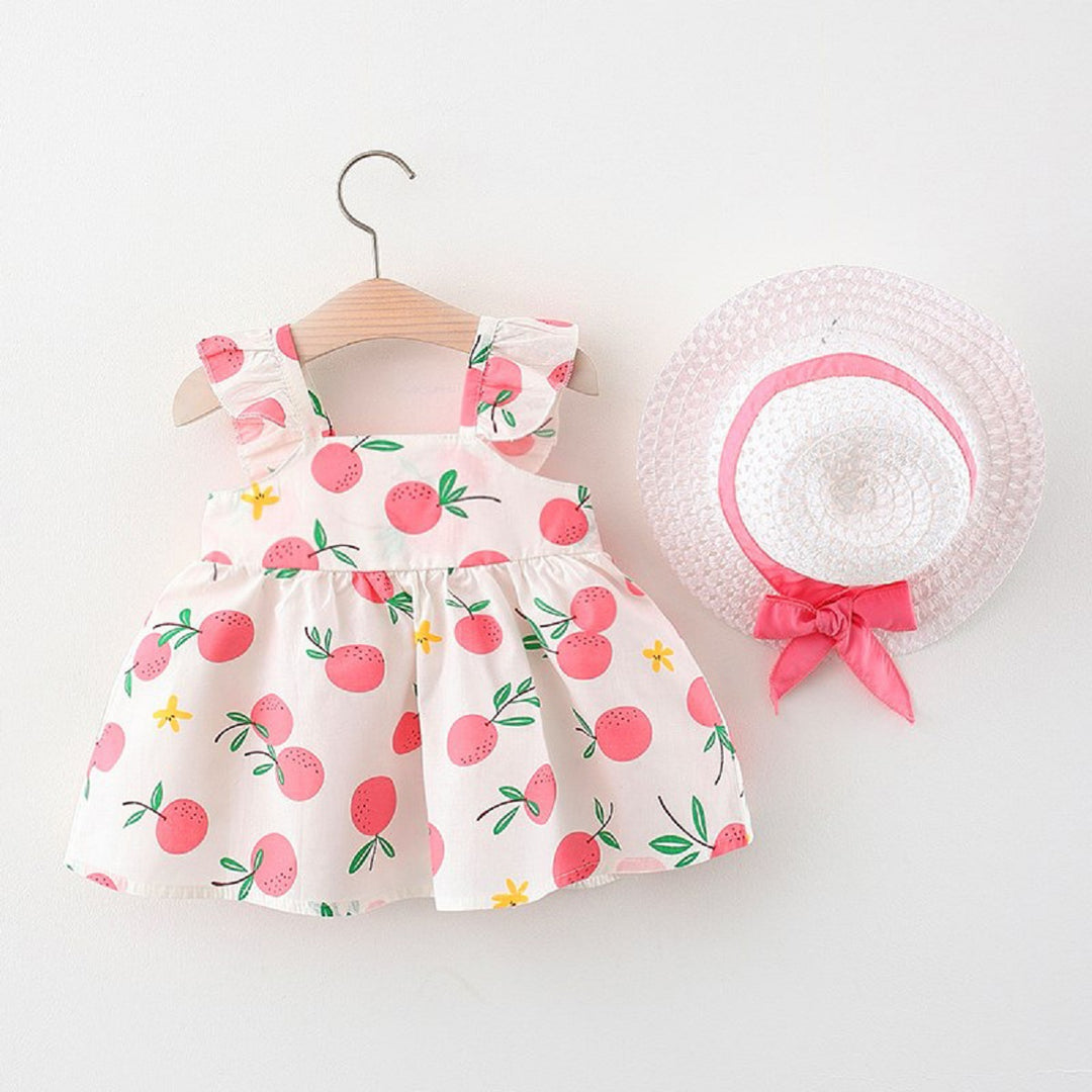 Baby Girl Dress Fruit Print Cotton Fashion Dress Summer New Comfortable Breathable Clothes