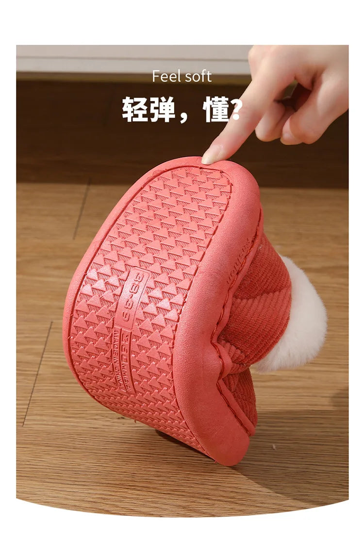 New 2023 Corduroy Cotton Shoes for Women Home Warm Anti-slip Couple Winter Cotton Plush Slippers Platform Shoes Men