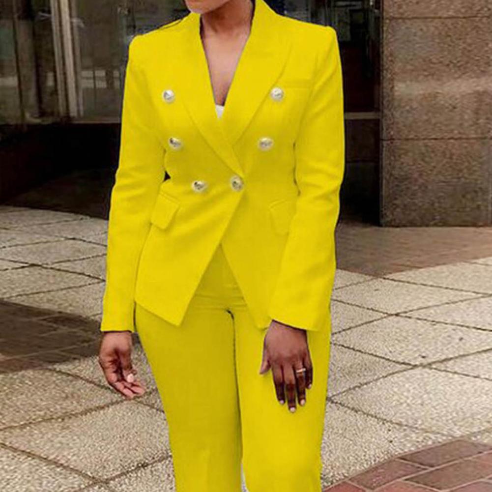 2022 Women's Elegant Casual Fashion 2 Piece Set Blazer + Pants Ladies Business Suits Office Wear Female Trouser Pant Suit