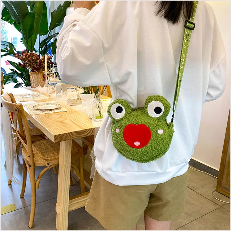 Cute Frog Plush Bag Toys Stuffed Animals Doll CrossBody Shoulder Bag Backpack Coin Purse Wallet Pouch Children Girls Boys Gift